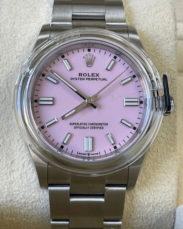 Rolex Oyster Perpetual 36 - 2023 - Domed Bezel - Candy Pink Index Dial - Oyster Bracelet - 126000 - Image 7