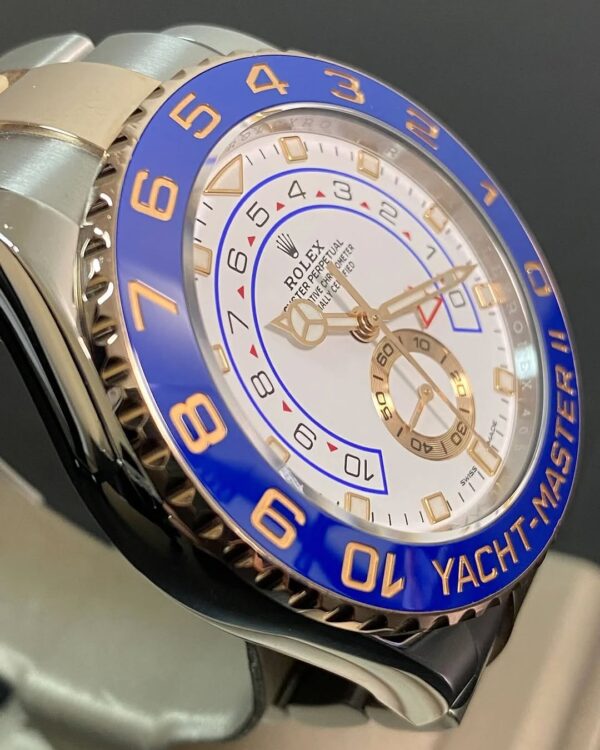 Rolex Steel and Everose Gold Yacht-Master II - 2023 - Blue Bezel - White Dial - 116681 *OPEN CARD* - Image 8