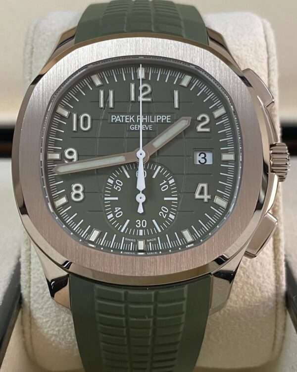 Patek Philippe Aquanaut White Gold - 2022 - 42.2 mm - Khaki Green Embossed Dial - 5968G-010 *FULL SET* - Image 3