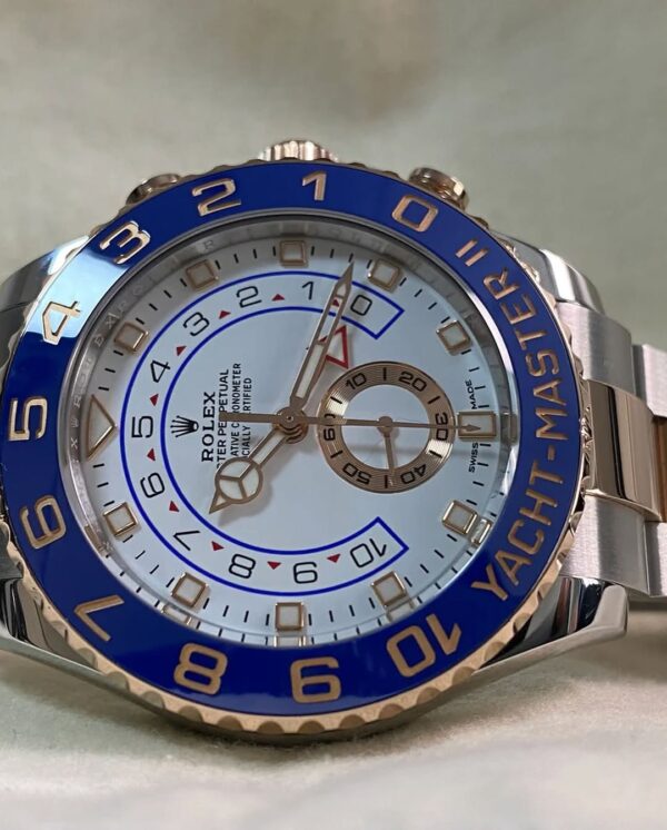 Rolex Steel and Everose Gold Yacht-Master II - 2023 - Blue Bezel - White Dial - 116681 *OPEN CARD* - Image 7