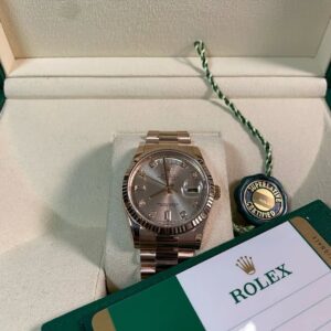 Rolex Everose Gold Day-Date 36 - 2017 - Fluted Bezel - Pink Diamond Dial - President Bracelet - 118235 *FULL SET*