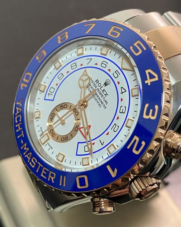 Rolex Steel and Everose Gold Yacht-Master II - 2023 - Blue Bezel - White Dial - 116681 *OPEN CARD* - Image 4