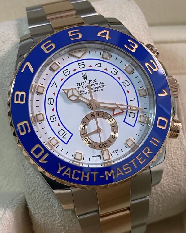 Rolex Steel and Everose Gold Yacht-Master II - 2023 - Blue Bezel - White Dial - 116681 *OPEN CARD* - Image 2