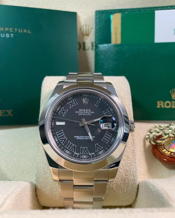 Rolex Steel Datejust II - 2018 - Smooth Bezel - Black Roman Dial - Oyster Bracelet - 116300 *FULL SET* - Image 8