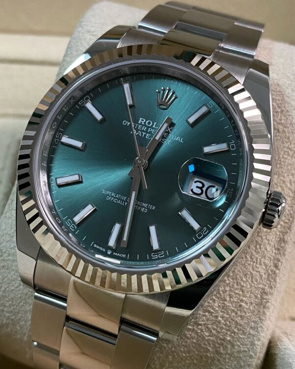 Rolex Steel Datejust 41 - 2024 - Fluted Bezel - Mint Green Dial - Oyster Bracelet - 126334 *FULL SET* - Image 6