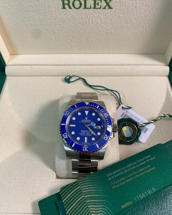 Rolex White Gold Submariner Date - 2020 - “Smurf” - 116619LB *Rare New Style Card* - Image 8