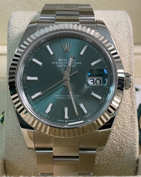 Rolex Steel Datejust 41 - 2024 - Fluted Bezel - Mint Green Dial - Oyster Bracelet - 126334 *FULL SET* - Image 4