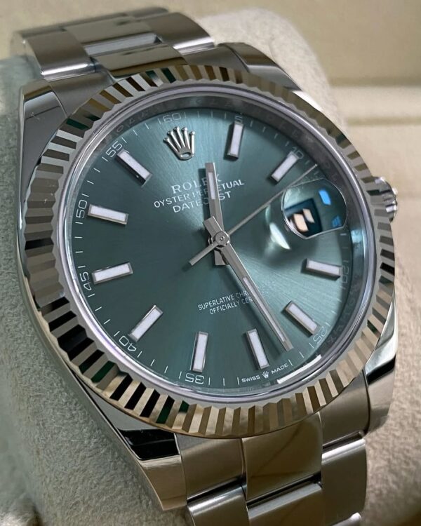 Rolex Steel Datejust 41 - 2024 - Fluted Bezel - Mint Green Dial - Oyster Bracelet - 126334 *FULL SET* - Image 3