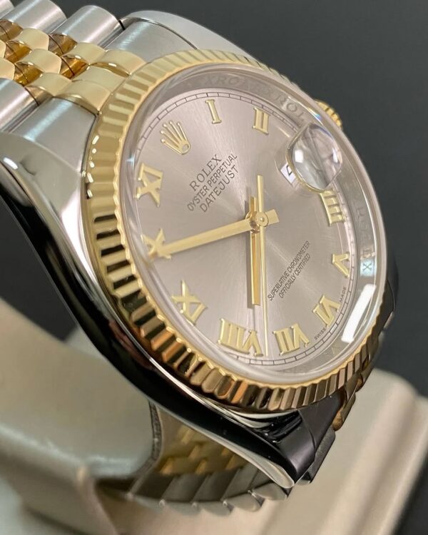 Rolex Steel and Yellow Gold Datejust 36 - V serial - Fluted Bezel - Silver Rhodium Roman Dial - Jubilee Bracelet - 116233 *FULL SET* - Image 5