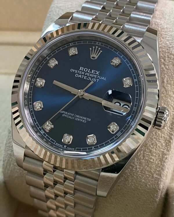 Rolex Steel and White Gold Datejust 41 - 2024 - Fluted Bezel - Blue Diamond Dial - Jubilee Bracelet - 126334 *FULL SET* - Image 6