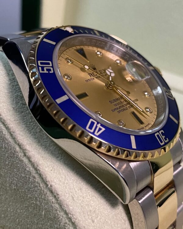 Rolex Steel and Yellow Gold Submariner Date - M serial - Pre Ceramic Bezel - Champagne Serti Dial - 16613 *FULL SET* - Image 7