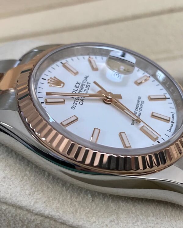 Rolex Steel and Everose Gold Datejust 36 - 2018 - Fluted Bezel - White Index Dial - Oyster Bracelet - 116231 *FULL SET* - Image 7