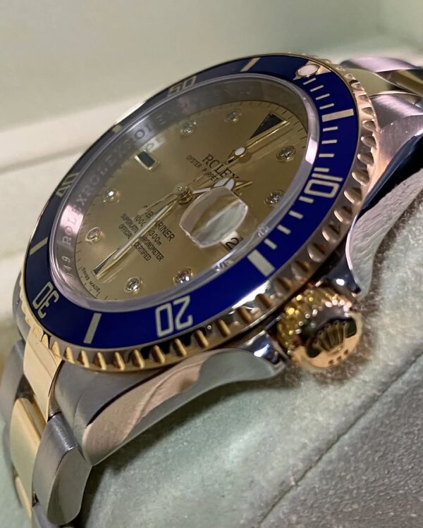 Rolex Steel and Yellow Gold Submariner Date - M serial - Pre Ceramic Bezel - Champagne Serti Dial - 16613 *FULL SET* - Image 10