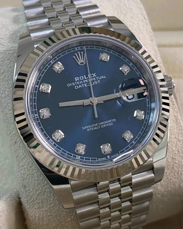 Rolex Steel and White Gold Datejust 41 - 2024 - Fluted Bezel - Blue Diamond Dial - Jubilee Bracelet - 126334 *FULL SET* - Image 3