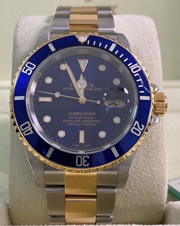 Rolex Steel and Yellow Gold Submariner Date - P serial - “Bluesy” Pre Ceramic Bezel -Oyster Bracelet - 16613 - Image 11