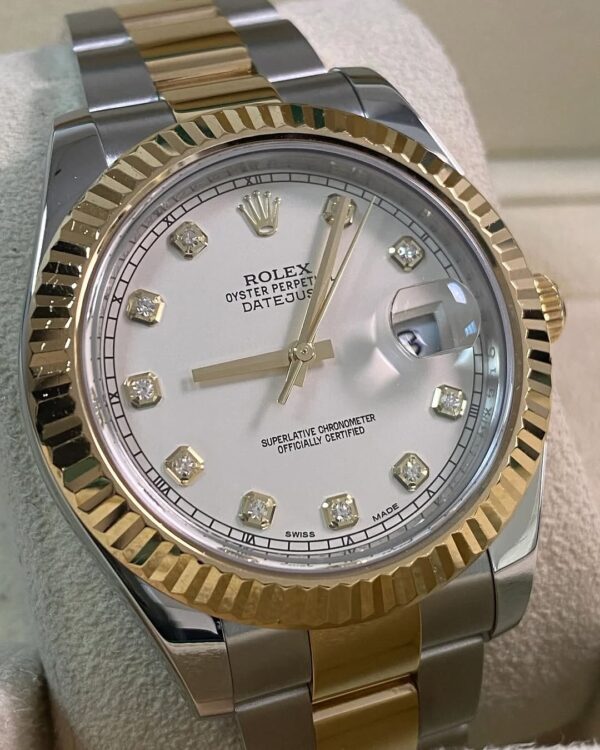 Rolex Steel & Yellow Rolesor Datejust II - Fluted Bezel - Ivory Diamond Dial - Oyster Bracelet - 116333 - Image 7