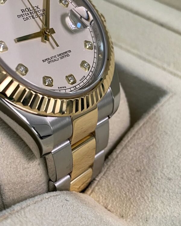 Rolex Steel & Yellow Rolesor Datejust II - Fluted Bezel - Ivory Diamond Dial - Oyster Bracelet - 116333 - Image 8