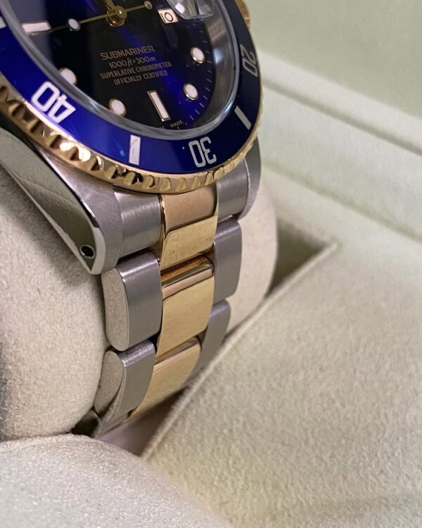 Rolex Steel and Yellow Gold Submariner Date - P serial - “Bluesy” Pre Ceramic Bezel -Oyster Bracelet - 16613 - Image 10