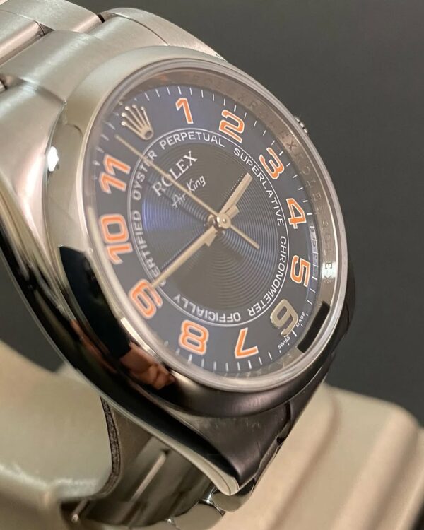 2008 Rolex Air King - M serial - Domed Bezel - Blue Dial - Orange Arabic Numerals - 114200 - Image 3