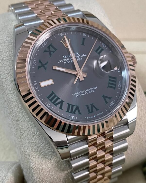 Rolex Steel and Everose Gold Datejust 41 - 2024 - Fluted Bezel - “Wimbledon” Dial - Jubilee Bracelet - 126331 *FULL SET* - Image 7