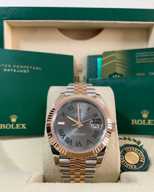 Rolex Steel and Everose Gold Datejust 41 - 2024 - Fluted Bezel - “Wimbledon” Dial - Jubilee Bracelet - 126331 *FULL SET*