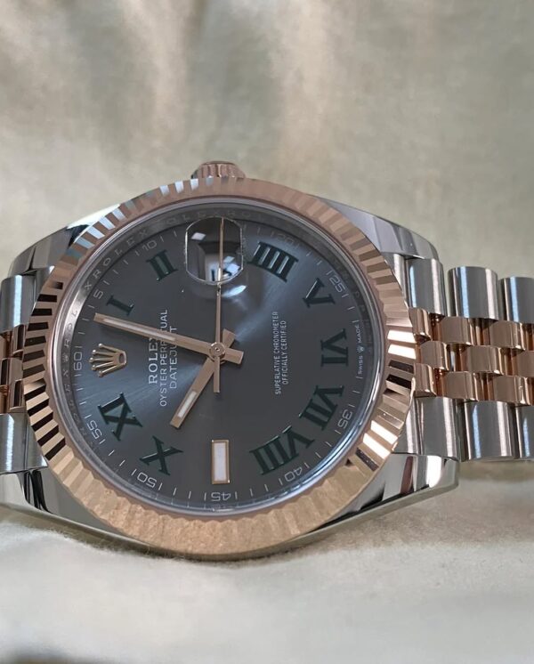 Rolex Steel and Everose Gold Datejust 41 - 2024 - Fluted Bezel - “Wimbledon” Dial - Jubilee Bracelet - 126331 *FULL SET* - Image 6