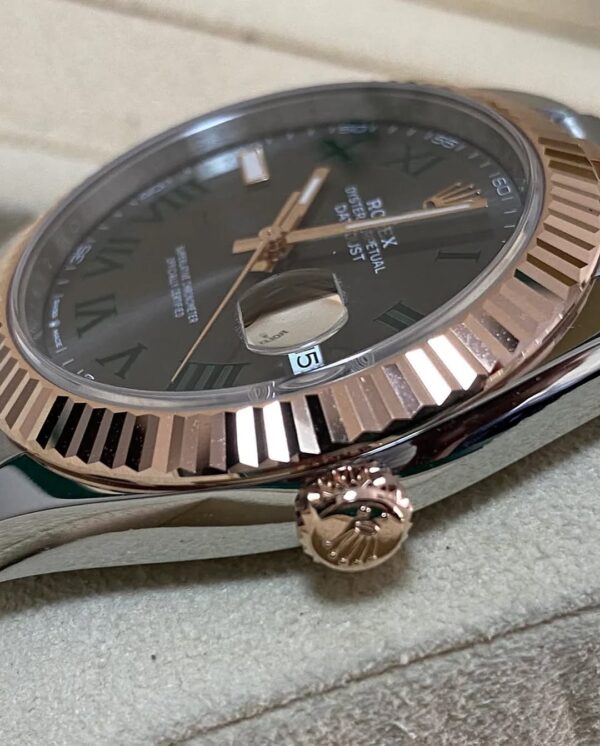 Rolex Steel and Everose Gold Datejust 41 - 2024 - Fluted Bezel - “Wimbledon” Dial - Jubilee Bracelet - 126331 *FULL SET* - Image 4