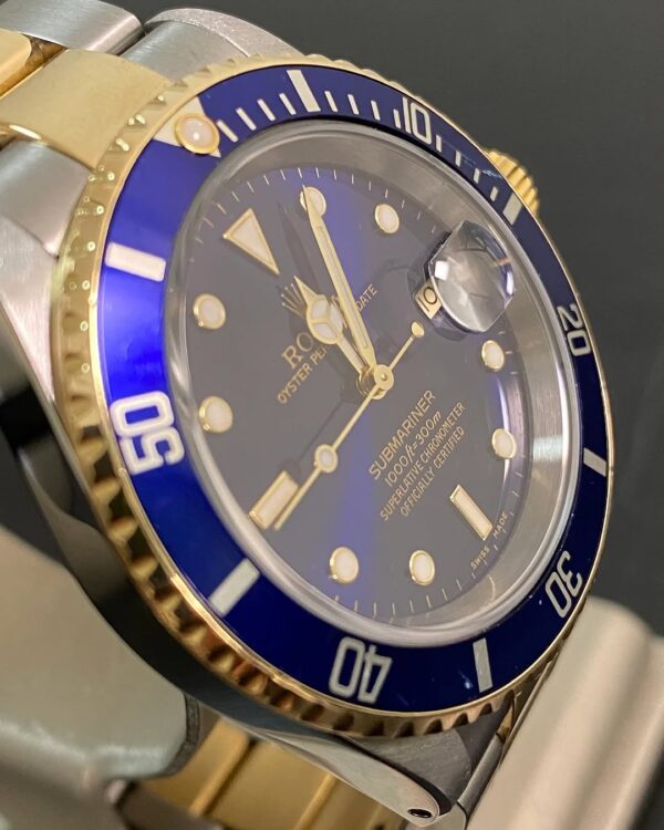 Rolex Steel and Yellow Gold Submariner Date - P serial - “Bluesy” Pre Ceramic Bezel -Oyster Bracelet - 16613 - Image 8