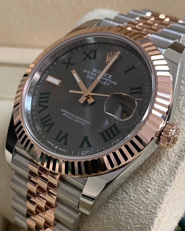 Rolex Steel and Everose Gold Datejust 41 - 2024 - Fluted Bezel - “Wimbledon” Dial - Jubilee Bracelet - 126331 *FULL SET* - Image 9