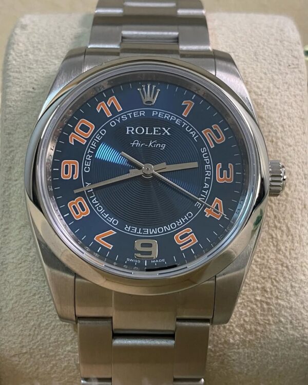 2008 Rolex Air King - M serial - Domed Bezel - Blue Dial - Orange Arabic Numerals - 114200 - Image 2