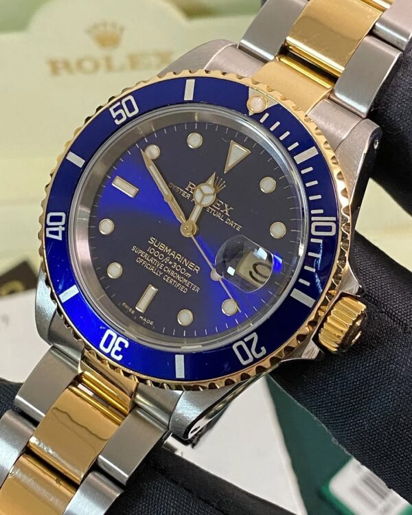 Rolex Steel and Yellow Gold Submariner Date - P serial - “Bluesy” Pre Ceramic Bezel -Oyster Bracelet - 16613 - Image 5