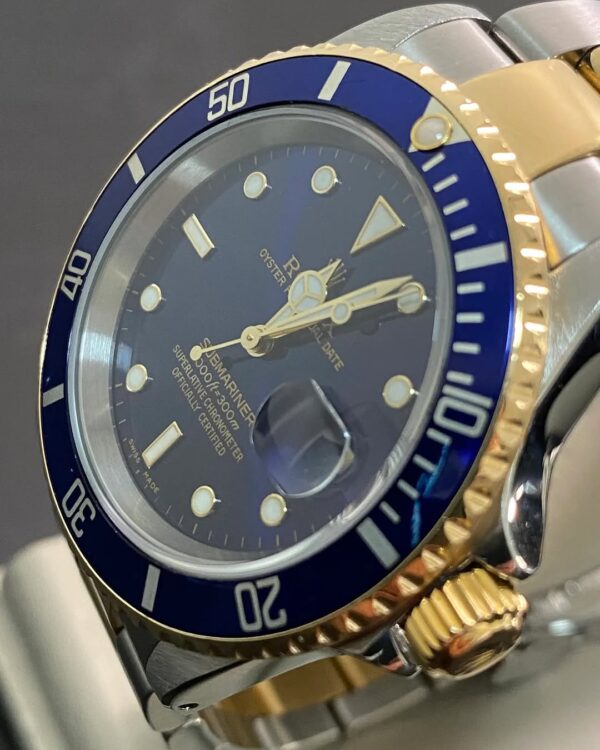 Rolex Steel and Yellow Gold Submariner Date - P serial - “Bluesy” Pre Ceramic Bezel -Oyster Bracelet - 16613 - Image 2