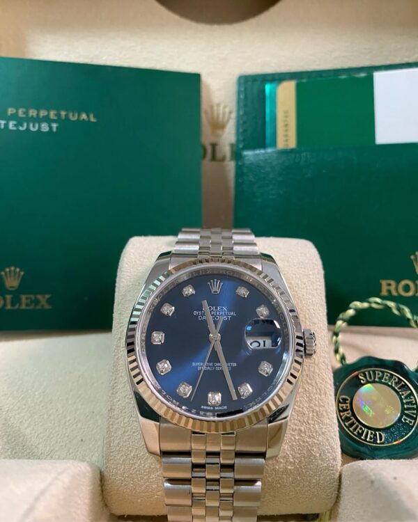 Rolex Steel Datejust 36 - 2018 - Fluted Bezel - Blue Diamond Dial - Jubilee Bracelet - 116234 *FULL SET* - Image 13