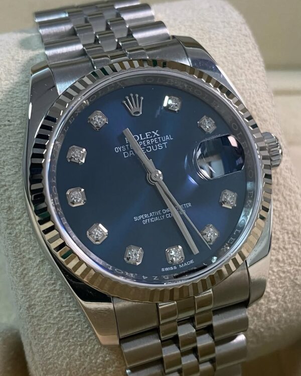 Rolex Steel Datejust 36 - 2018 - Fluted Bezel - Blue Diamond Dial - Jubilee Bracelet - 116234 *FULL SET* - Image 7