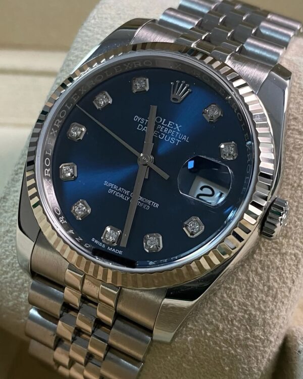 Rolex Steel Datejust 36 - 2018 - Fluted Bezel - Blue Diamond Dial - Jubilee Bracelet - 116234 *FULL SET* - Image 6