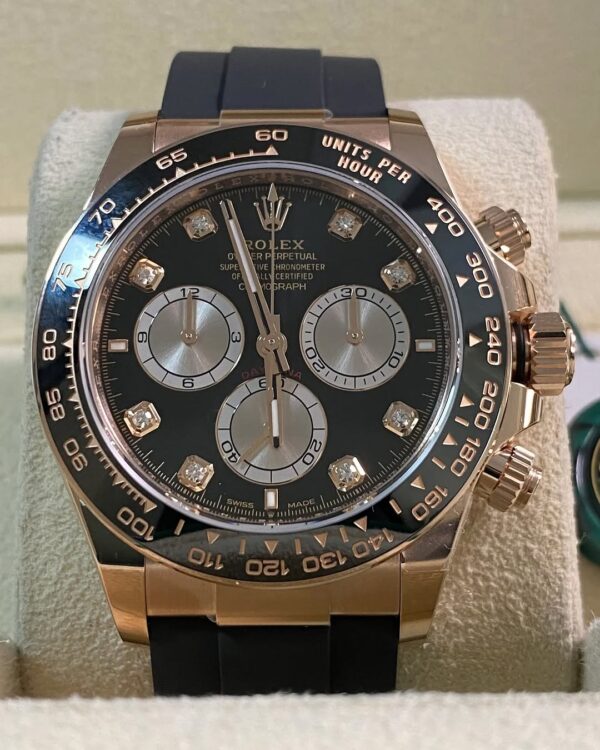 Rolex Everose Gold Cosmograph Daytona - 2024 - Black Diamond Dial - Oysterflex - 126515LN *FULL SET* - Image 11