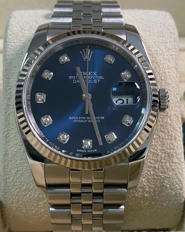 Rolex Steel Datejust 36 - 2018 - Fluted Bezel - Blue Diamond Dial - Jubilee Bracelet - 116234 *FULL SET* - Image 4