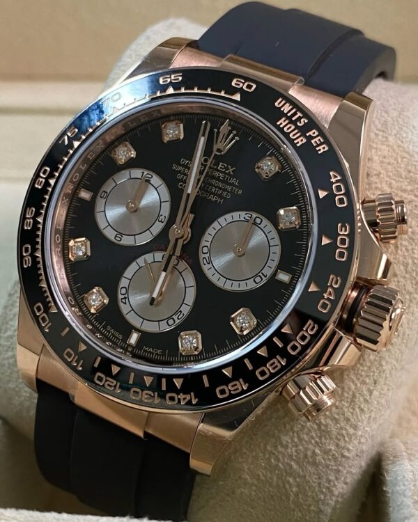 Rolex Everose Gold Cosmograph Daytona - 2024 - Black Diamond Dial - Oysterflex - 126515LN *FULL SET* - Image 8