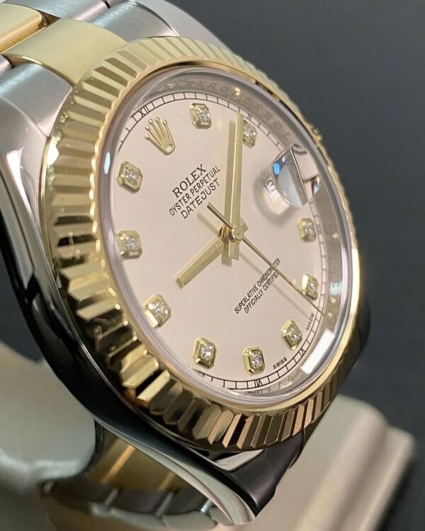 Rolex Steel & Yellow Rolesor Datejust II - Fluted Bezel - Ivory Diamond Dial - Oyster Bracelet - 116333 - Image 5