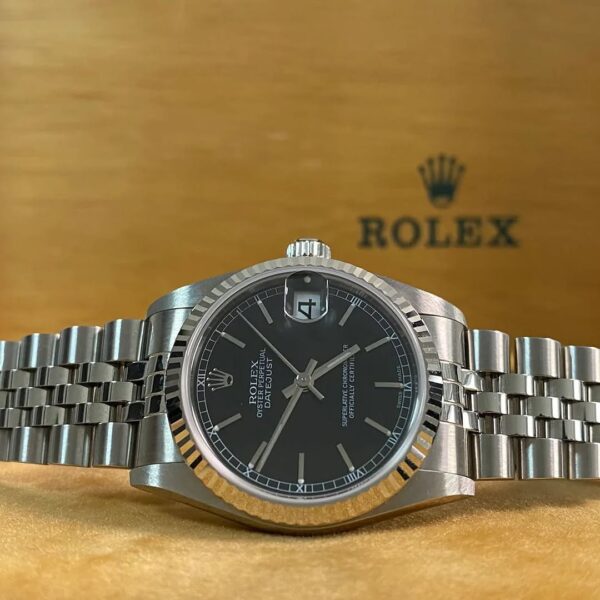 Rolex Steel Datejust 31 - A serial - Fluted Bezel - Black Index Dial - Jubilee Bracelet - 78274 *FULL SET* - Image 8