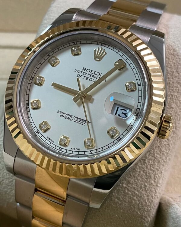 Rolex Steel & Yellow Rolesor Datejust II - Fluted Bezel - Ivory Diamond Dial - Oyster Bracelet - 116333 - Image 10