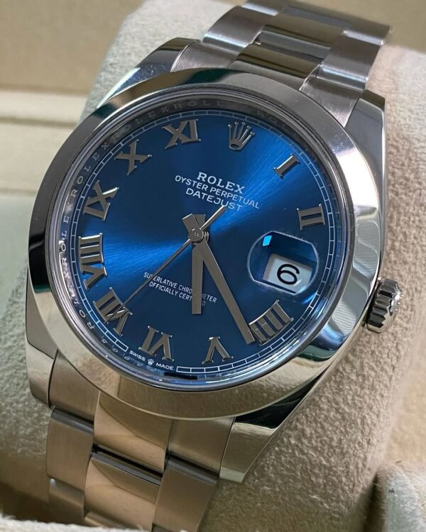 Rolex Steel Datejust 41 - 2021 - Smooth Bezel -Blue Roman Dial - Oyster Bracelet - 126300 *FULL SET* - Image 12