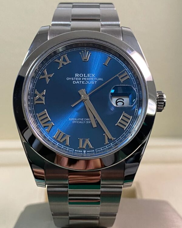 Rolex Steel Datejust 41 - 2021 - Smooth Bezel -Blue Roman Dial - Oyster Bracelet - 126300 *FULL SET* - Image 11