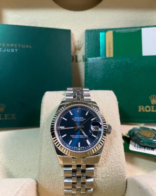 Rolex Steel Datejust 31 - 2016 - Fluted Bezel - Blue Index Dial - Jubilee Bracelet - 178274 *FULL SET*