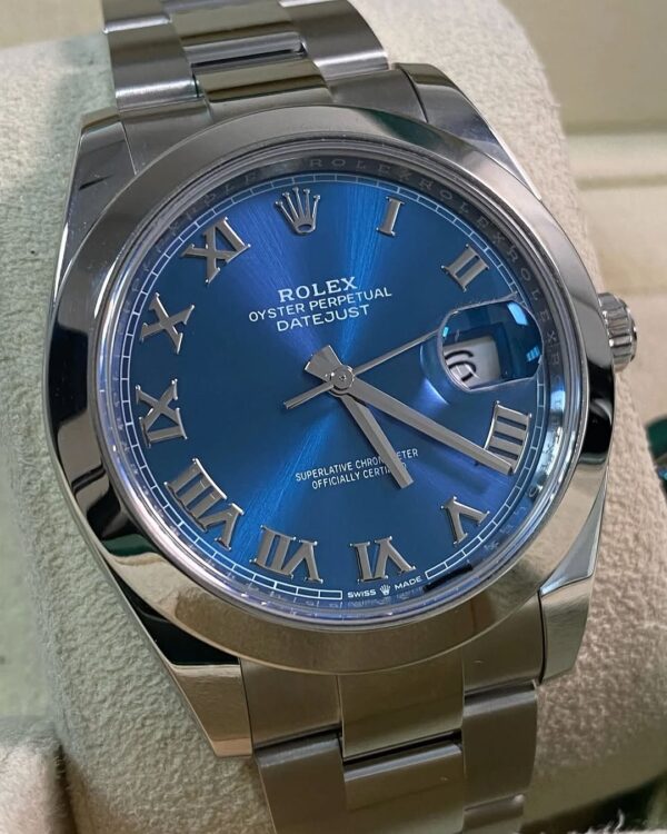 Rolex Steel Datejust 41 - 2021 - Smooth Bezel -Blue Roman Dial - Oyster Bracelet - 126300 *FULL SET* - Image 8