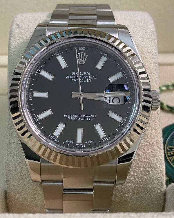 Rolex Steel Datejust II - 2016 - Fluted Bezel - Black Index Dial - Oyster Bracelet - 116334 *FULL SET* - Image 9