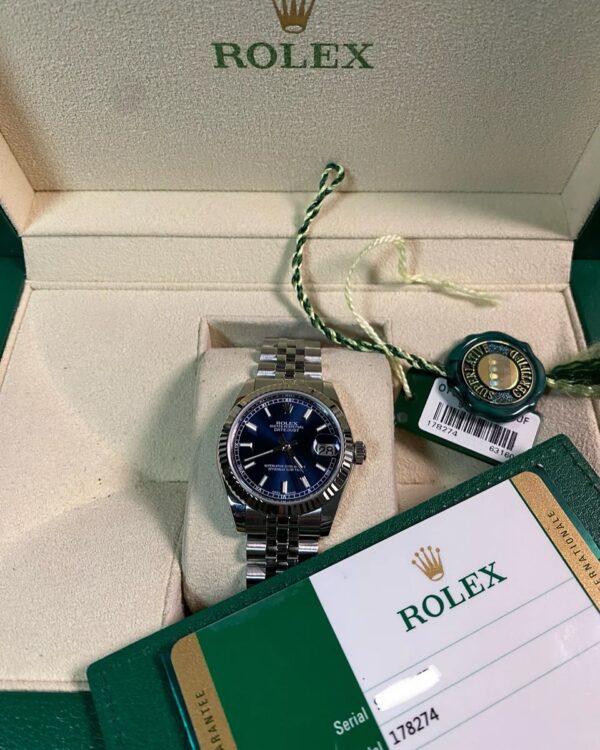 Rolex Steel Datejust 31 - 2016 - Fluted Bezel - Blue Index Dial - Jubilee Bracelet - 178274 *FULL SET* - Image 2