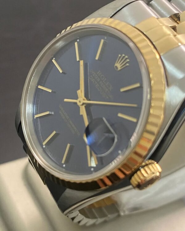 Rolex Steel and Yellow Gold Datejust 36 - N serial - Fluted Bezel - Blue Index Dial - Jubilee Bracelet - 16233 - Image 5