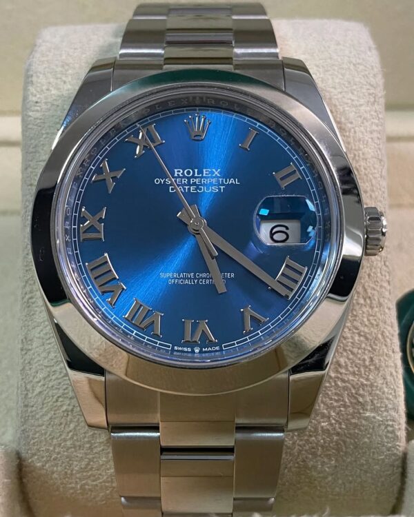 Rolex Steel Datejust 41 - 2021 - Smooth Bezel -Blue Roman Dial - Oyster Bracelet - 126300 *FULL SET* - Image 6