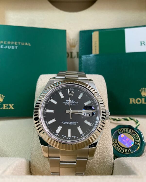 Rolex Steel Datejust II - 2016 - Fluted Bezel - Black Index Dial - Oyster Bracelet - 116334 *FULL SET* - Image 2